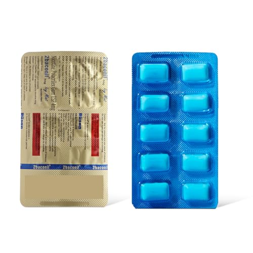 Image of Rusan 2baconil 4mg 100 Nicotine Gums | Icy Mint Flavor | Sugar-Free | Quit Smoking & Chewing Tobacco /Gutkha | Nicotine Replacement Therapy | Reduces Cravings & Withdrawal Symptoms