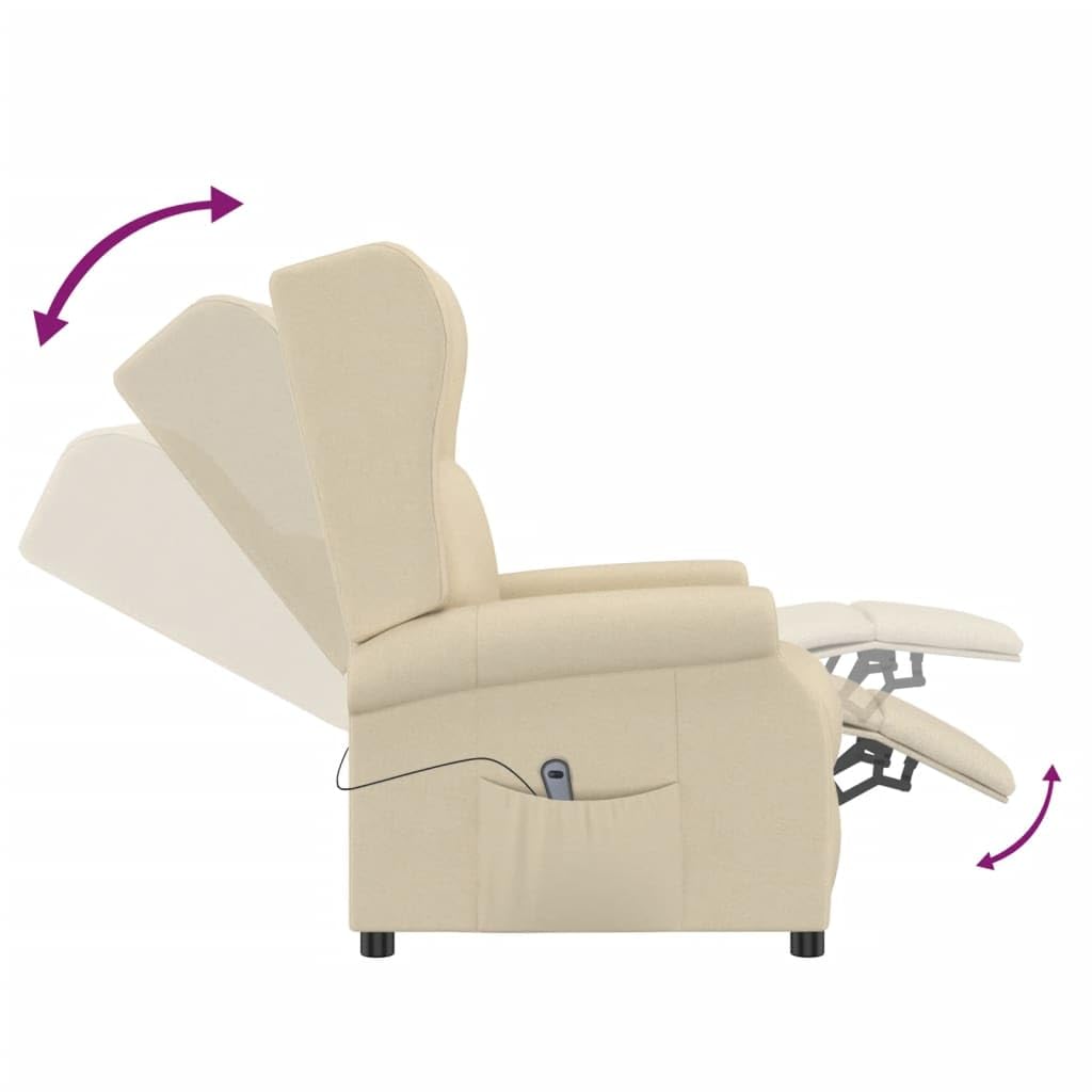 Genérico Sillón orejero reclinable eléctrico Tela Crema,Mobiliario,Sillas,Sillones,Crema,27.9 kg,3098328