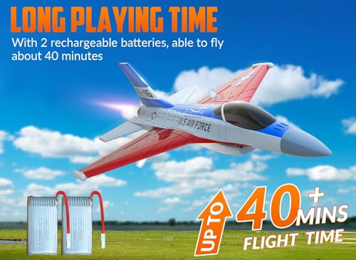Image of volantexrc RC Plane, 2CH Remote Control Jet Fighter for Beginners & Adults | F-16 Fighting Falcon RTF, 2.4Ghz, Cool Lights