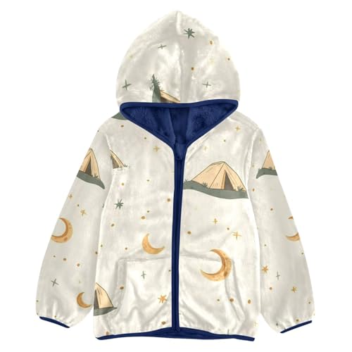 Tents Campfires and Mountains Girls Fleece Jacket Girls Fall Jacket Girls Zip Up Hoodie Girls Sherpa Jacket 2-10T