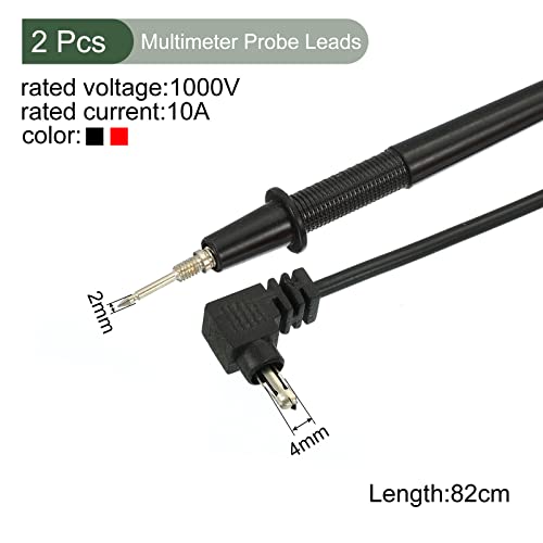 Image of YOKIVE 2 Pcs Test Leads, Multimeter Probe Cable with Banana Plug | Testing Electronic Components, Great for Electronic Work (Red, Black, 1000V, 10A, 82Cm)