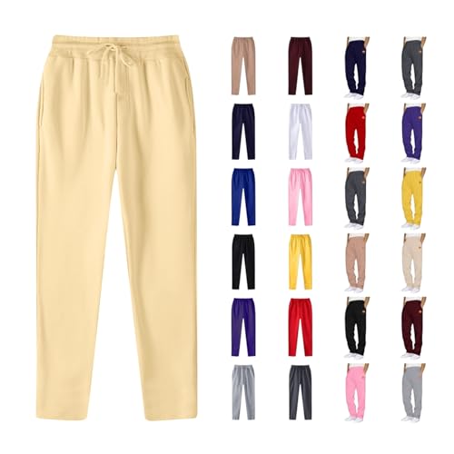 Sweatpants for Men Fleece Straight Leg Casual Pants Elastic Waist Athletic Workout Jogger Pant Baggy Sweatpant