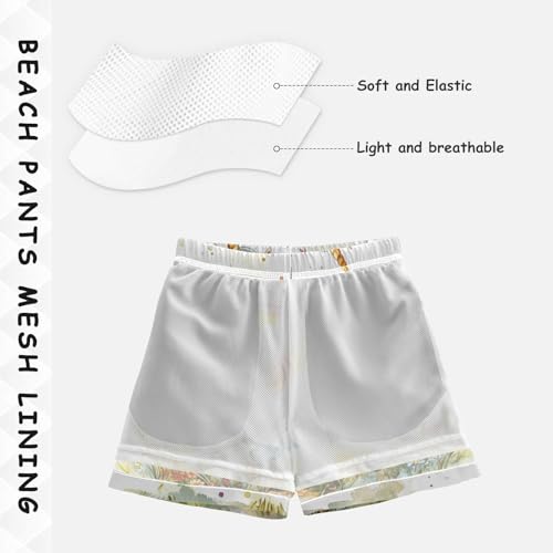 Pigsaly Boys' Swim Board Shorts Horn Unicorn Rainbow Boy's Swim Trunks Kids Swimwear M4