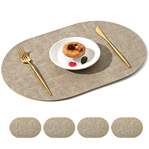 LZSXDWXY 4er Set Tischsets abwaschbar,Abwischbar Lederoptik Platzset und Untersetzer,Wasserdicht PVC Platzdeckchen Tischset für Hause Küche Restaurant und Hotel,45x30cm Cover