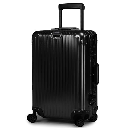 Image of Verage Secure Jet Full Aluminium Body (35 Liters) Cabin Size Luggage with Zipperless Frame Closure & Dual TSA Approved Clasp Locks Spinner Suitcase Trolley Bag for Travel (Black)