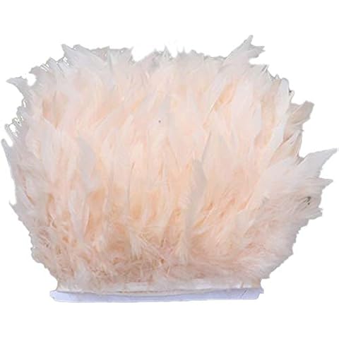 Bene Omnia Real Turkey Feather Fringe Trims for Millinery Fascinator Craft Dress Making 43 Colours (2 Meter,#24 Champagne) Cover