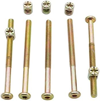 Raogoodcx 100Pcs M6 Barrel Nuts Bolts(6mm x 40mm, 6mm x 50mm, 6mm x 60mm, 6mm x 70mm, 6mm x 80mm) Hex Socket Cap Screw Bolts and Philips-Slotted Drive Barrel Nuts Assortment Kit