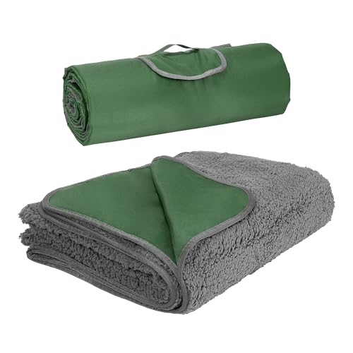 Image of Tirrinia Large Waterproof Outdoor Blanket, Soft Warm Windproof Stadium Blanket with Sherpa Fleece and Foldable for Outdoor Sport, Baseball, Football, Beach, Concerts, Car