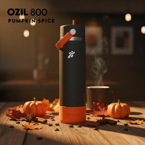 Image of VBOTT GENFLASK-Ozil -800 ml|Thermosteel Flask with Straw Sipper & Carrying Loop| SS 304 Water Bottle|Hot /Cold-18 /24 hrs|Insulated Bottles|Dark Grey /Orange Colour|Multipurpose