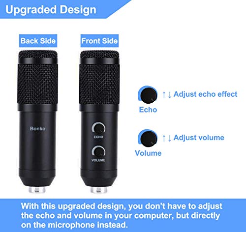 Microfone condensador USB atualizado 2021 para computador, ótimo para jogos, podcast, transmissão ao