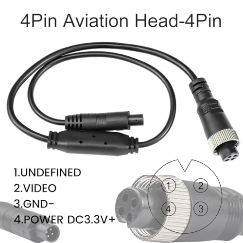 Caméra de recul adaptateur 4 broches mâle vers RCA femelle et DC pour connexion vidéo voiture