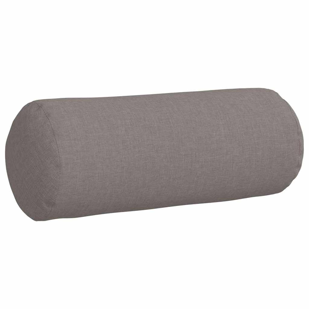 Bolsterkissen 2 Stück, Taupe Stoff Ø 15 x 40 cm, mit abnehmbarem Bezug, weiche Polyesterfüllung für Sofa, Bett, Homeoffice, Bequeme Nackenrolle