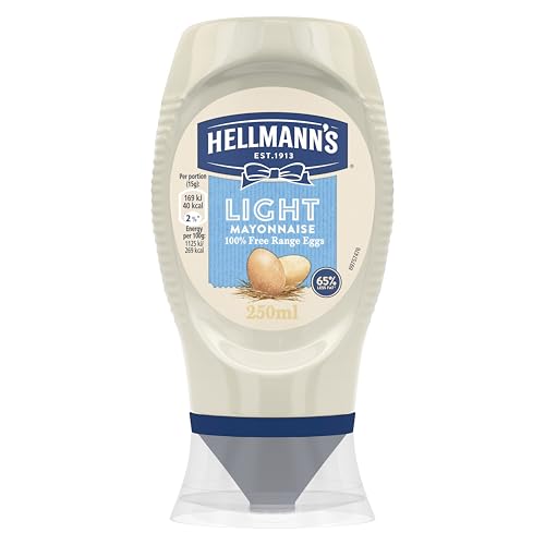 Hellmanns Light Light Mayonnaise made with free-range eggs light mayo for sandwiches wraps and salads 250 ml