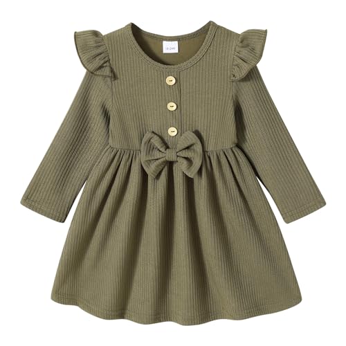 JEELLIGULAR Toddler Baby Girl Sweater Dress Fall Winter Clothes Outfits for Little Girls Long Sleeve Crew Neck Knit Dress