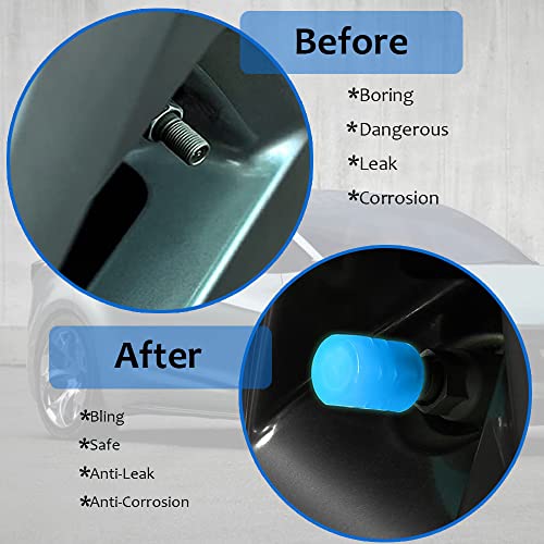 Trnoi Tire Valve Stem Cap For Car,Universal Tire Valve Stem Covers,Night Glow Luminous Wheels Cap For Cars/Suvs/Trucks(Blue,4Pcs) #TOP2
