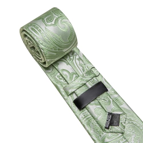 Image of Barry.Wang Men Tie Set Paisley Silk Necktie Pocket Square Cufflinks Formal Wedding Business Party