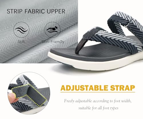 Image of COFACE Womens Trendy Orthotic Flip Flops Lightweight Yoga Mat Thick Cushion Walking Thong Sandals Adjustable Slip On Slippers With Comfortable Plantar Fasciitis Arch Support
