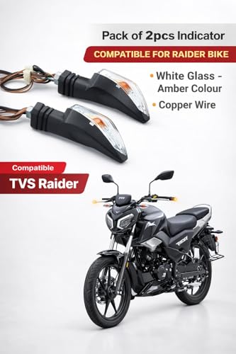 Image of Bike Indicator Light Compatible for TVS Raider | White Glass Amber Turn Signal | Heavy Quality Indicator | Set of 2