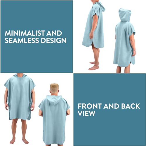 JEMIDI Badeponcho Unisex - Surf Poncho aus Mikrofaser - Tuch für Erwachsene - Bademantel für Damen und Herren - Badetuch mit Kapuze - schnelltrocknend