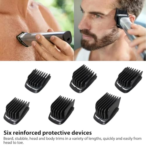 6 Piece Set Trimmer Replacement T Blade Haircut Guide Comb Guard Set Fit for Philips Norelco BT1208, BT1209, BT1210, BT1211, BT1212, BT1214, BT1215(for Extra Wide 41mm T Blade Only)