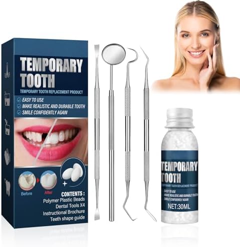 Temporary Tooth Set, Tooth Repair Kit, Temporary Teeth Replacement Kit for Chipped Teeth, Moldable False Teeth, Temporary Filling for Tooth