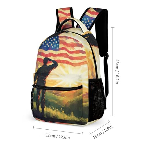 United States Flag Veterans Day Travel Backpack Lunch Box Pencil Case 3Pcs Set for Men Women Office Outing University2