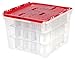 IRIS Wing Lid Storage Box with Ornament Divider, Red