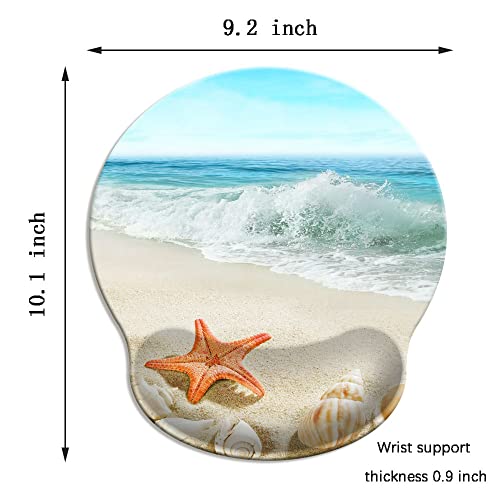 Ergonomic Mouse Pad With Gel Wrist Rest Support,Beach,Non-Slip Rubber Base Wrist Rest Pad For Home Office Laptop Easy Typing & Pain Relief #TOP4