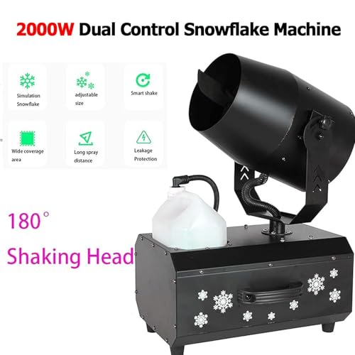 Máquina generadora de nieve profesional de 2000 W, con efecto de copos de nieve y giro de 180°, área de cobertura de 6-8 m, tanque de 5 L, control remoto inalámbrico, ideal para Navidad y bodas miniatura 3