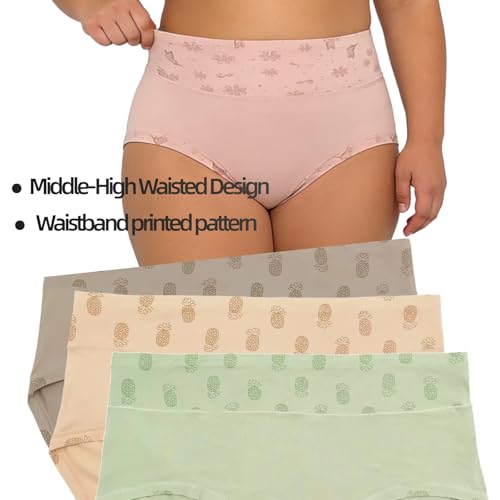 Image of Women's Underwear Plus Size XL-6XL Panties Briefs High Waist Rose Floral Print 6 Pack Undies