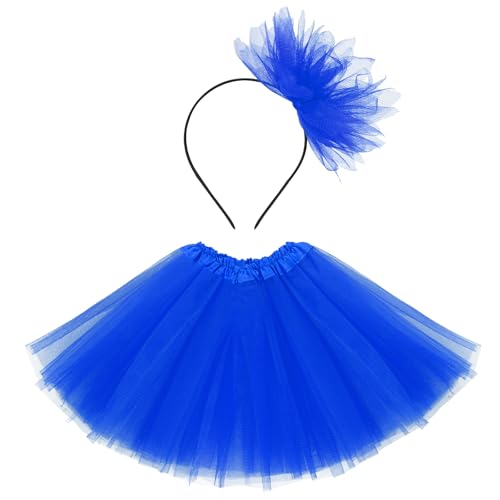Haakong 3 Layered Tutu Skirt for Girls with Headband Ballet Dance Skirt for Party Festival Costume (US, Age, 3 Years, 6 Years, Blue)