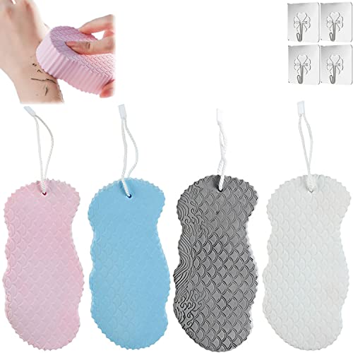RTcald Esponja de baño ultra suave para ducha, esponja de baño 3D, exfoliante de spa, elimina la piel muerta, esponja de baño para adultos, niños y mujeres embarazadas (4 unidades, mezcladas)