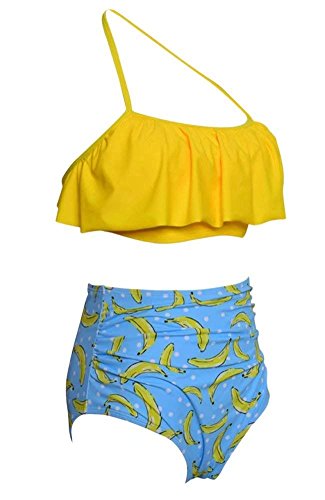 image for KABETY Girls Swimsuit Two Pieces Bikini Set Ruffle Falbala Swimwear Ba