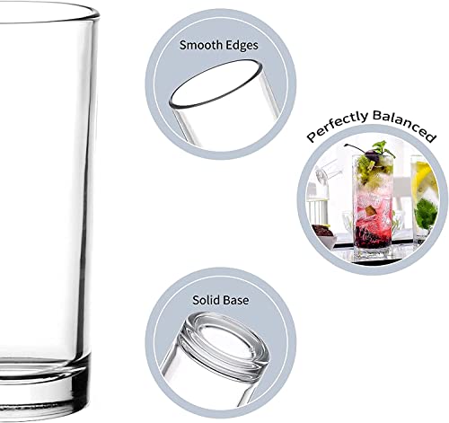 Image of bellemax 300 ML Premium Juice Glasses Drinking Glasses,Highball Lead-Free Glasses,Tumblers for Water,Juice,Beer,Cocktail and Mixed Drinks - 6 Pieces,Transparent (BM-04)