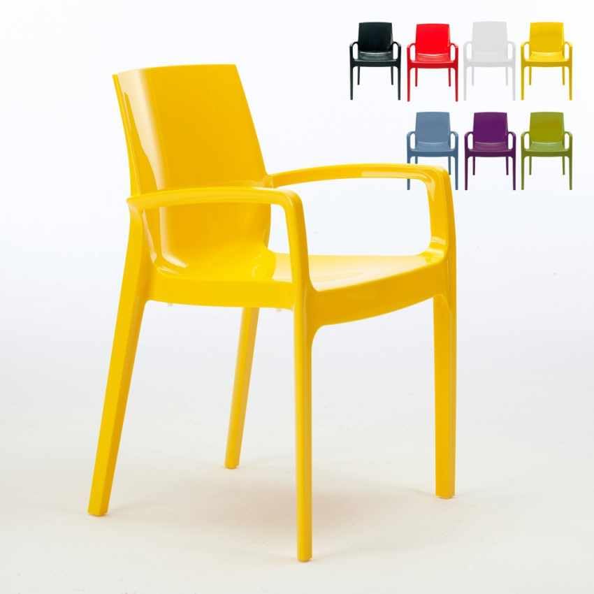 Produce Shop Sillas de polipropileno apilables con reposabrazos para cocina, bar, crema Grand Soleil - Amarillo