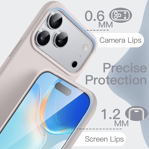 Image of Elzzi Microfiber Cover Compatible for iPhone 17 Pro Max Case Silicone Cases Protective Anti Fingerprint Non Slippery Shockproof Back Covers (Stone Grey)