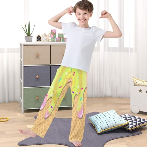Boy's Pants Pink Yellow Ice Cream Jogger Pants Elastic Waist Long Bottoms Trousers with Pockets 6-14 Years4