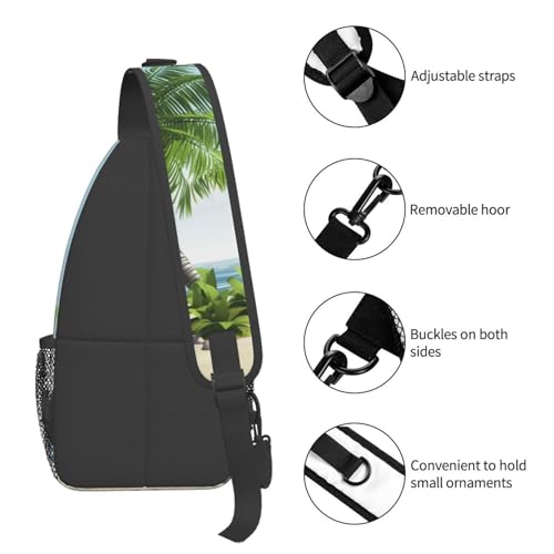 Mochila tipo bandolera Tropical Palm Tree negra miniatura 5