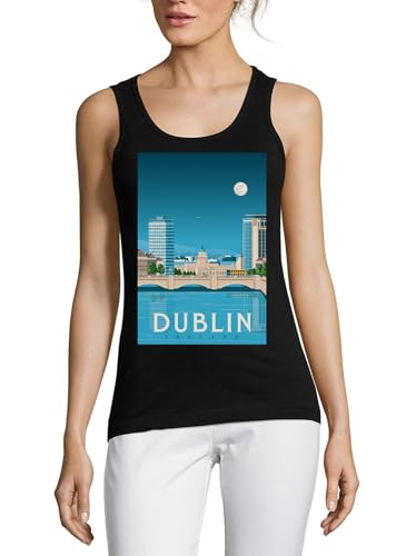Camiseta de algodón para mujer Dublin Irlanda en color negro