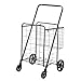VEVOR Folding Shopping Cart, Jumbo Grocery Utility Cart with Double Baskets, 360° Swivel Wheels, 110 LBS Large Capacity Heavy Duty for Laundry, Shopping, Grocery, Luggage, Black