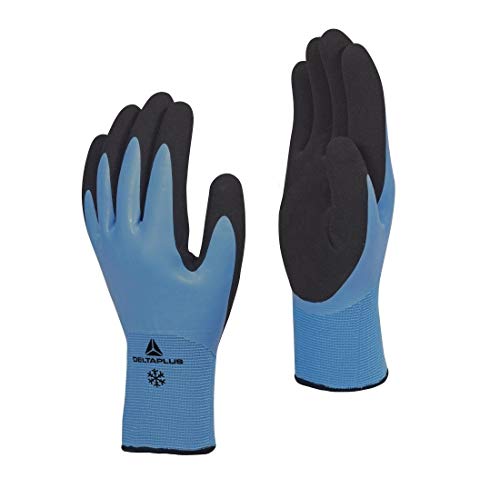 Deltaplus Delta Plus VV736 Acrylic Polyamide Gloves with Latex Foam Coated Palm, Blue/Black, Size 10