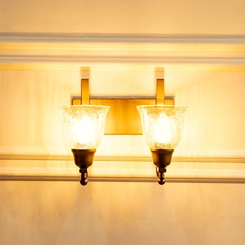 Image of Divine Trends Antique Brass Finish Double J Wall Light with Cup Crackled Glass Golden Luster for Living Room, Bedroom, Home Decoration, Hotel Wall Lamp Pack of 1