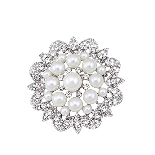 Broche de mariage en perle de fleur et cristal, le cadeau souvenir idéal pour mariée