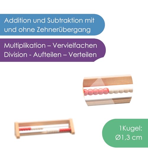 WISSNER aktiv lernen - 20 er Rechenrahmen rot/weiss - RE-Wood