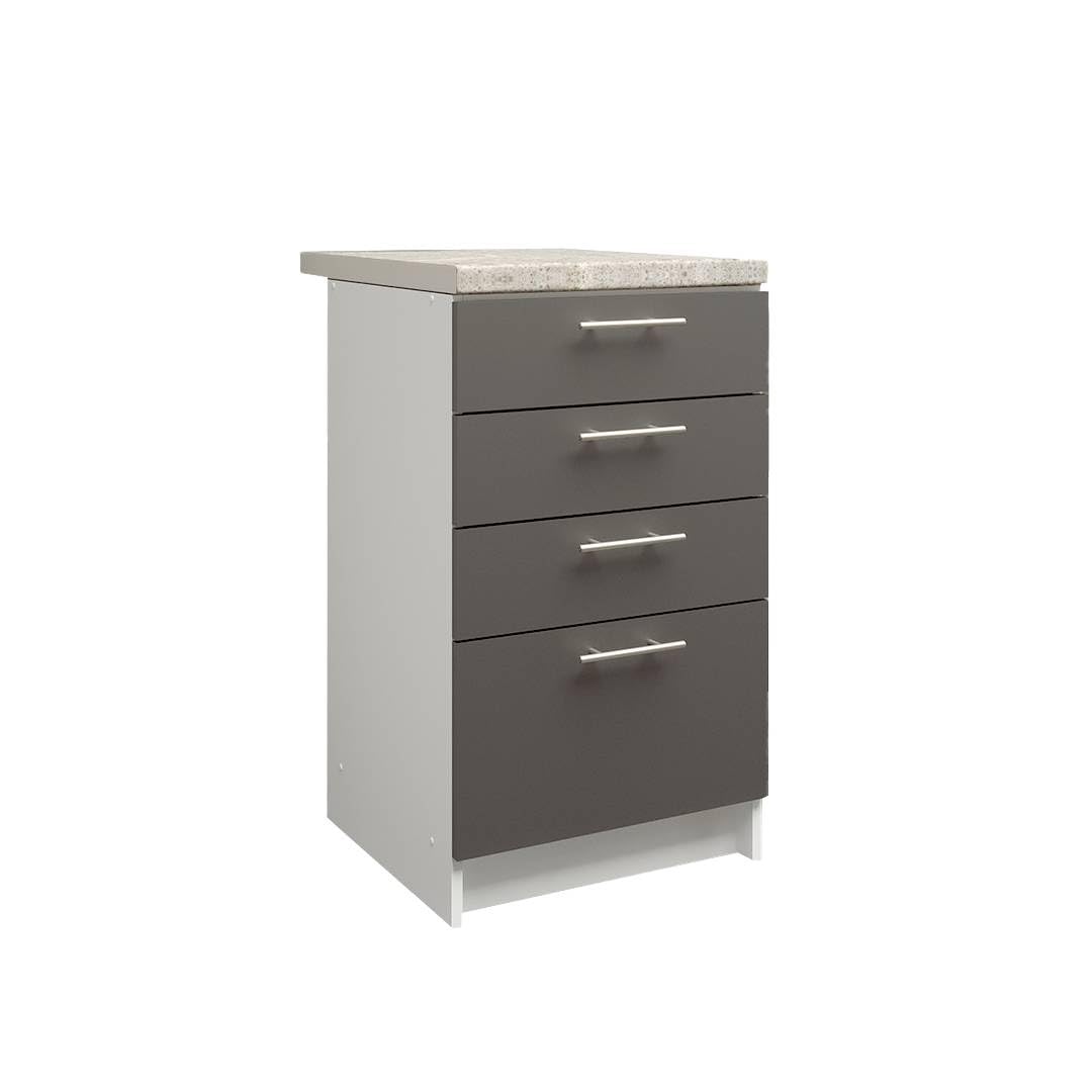 JD Greta Fixed Height 500mm Kitchen Drawer Base Cabinet Floor Unit with 38mm Worktop – Dark Grey Matt — image 1