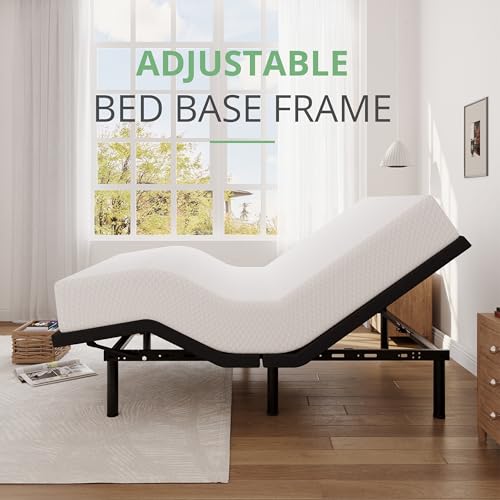 Image of Queen Size Adjustable Bed Base Frame with Adjustable Legs, Electric Bed Base w /Wireless Remote, Zero Gravity Bed, Head and Foot Incline, Anti-Snore,Memory Pre-Sets,Easy Assembly