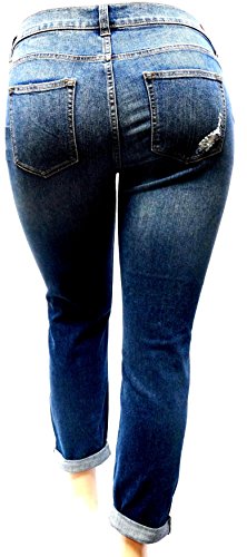 Jack David Womens Plus Size Ankle Skinny Basic Denim Jeans Ripped Distressed Strech Pants3