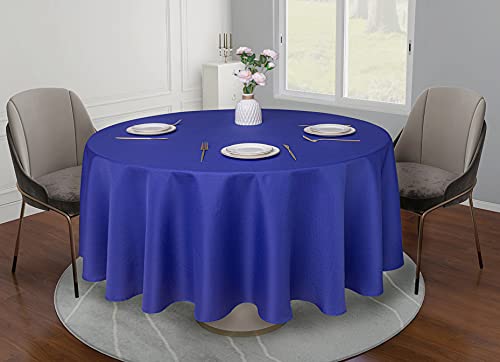 Biscaynebay Textured Fabric Round Tablecloths 90 Inches In Diameter, Royal Blue Water Resistant Tablecloths For Dining, Kitchen, Wedding, Parties Etc. Machine Washable #TOP1