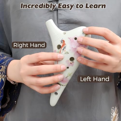 Image of OcarinaWind inchBird Love Flower inch 12 Hole Ceramic Ocarina,Hand Painting