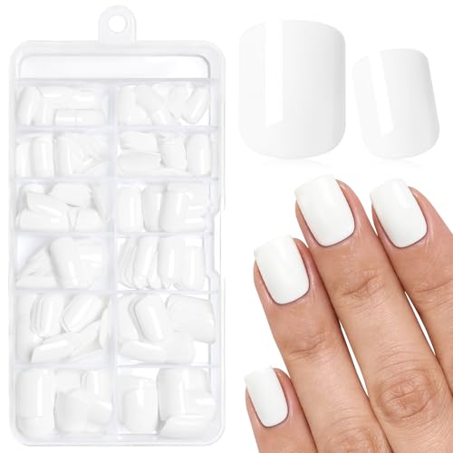 AddFavor White Press on Nails Short Fake Nails 144pcs White Acrylic Nails Press ons False Nails Short Press on Nails Square Glue on Nail Presson with Adhesive Tab for Women Fingernail Girls